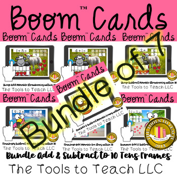 Preview of Boom™ Cards Bundle Movables Add and Subtract to 10 Tens Frame Digital Resource