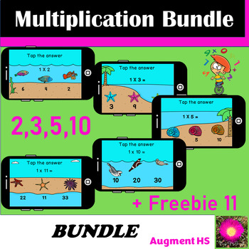 Preview of Multiplication 2,3,5,10, & 11 Boom Cards™ BUNDLE