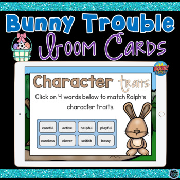 Preview of Boom Cards Bunny Trouble Character Traits, Physical Traits and Feelings