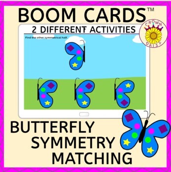 Preview of Boom Cards™ Butterfly Symmetry Matching