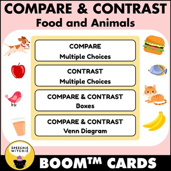 Boom™ Cards COMPARE & CONTRAST: Animal and Food (Multiple Choice, Venn  Diagram)