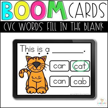 Preview of Boom Cards CVC Fill in the Blank Distance Learning