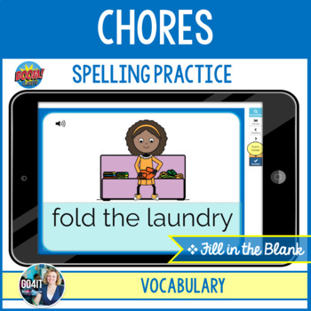 Preview of Boom Cards™ – Chores Vocabulary - Spelling Practice | Audio