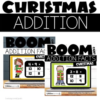 Preview of Boom Cards™ Christmas Addition Facts Bundle