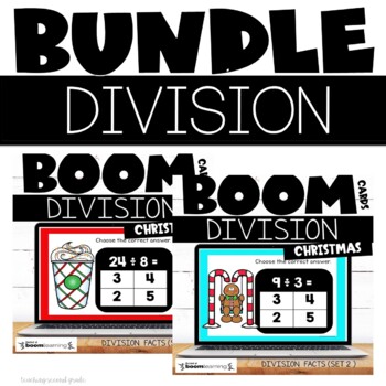 Preview of Boom Cards™ Christmas Division Facts Bundle