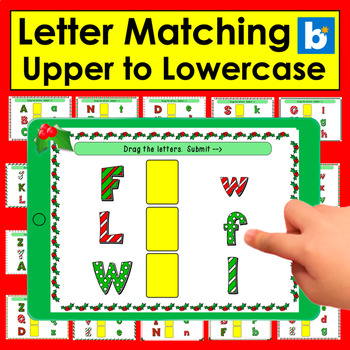 Preview of Boom Cards™ Christmas Letter Recognition Alphabet Match Upper to Lowercase