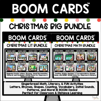 Preview of Boom Cards: Christmas Math & Literacy Big Bundle!