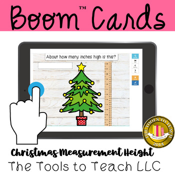 Preview of Boom™ Cards Christmas Measure Height Inch Movable Ruler Digital Resource