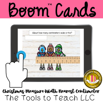 Preview of Boom™ Cards Christmas Measure Width Centimeters Movable Ruler Digital Resource