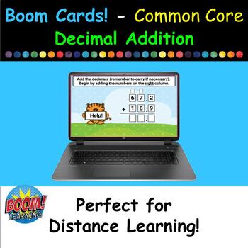 Preview of Boom Cards - Common Core - Decimal Addition - 20 Cards