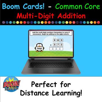 Preview of Boom Cards - Common Core - Multi Digit Addition - 20 Cards