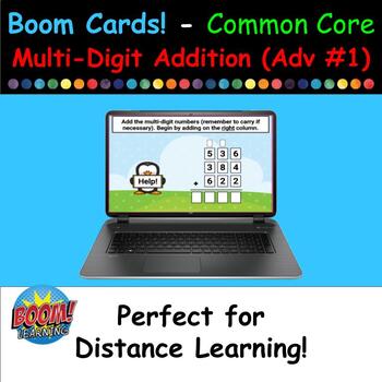 Preview of Boom Cards - Common Core - Multi Digit Addition (Advanced #1) - 20 Cards