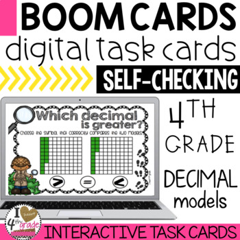 Preview of Boom Cards Compare Decimals (using models)