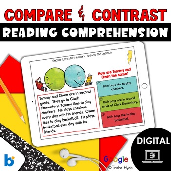 Preview of Compare and Contrast | Reading Comprehension | Google Slides | Boom Cards