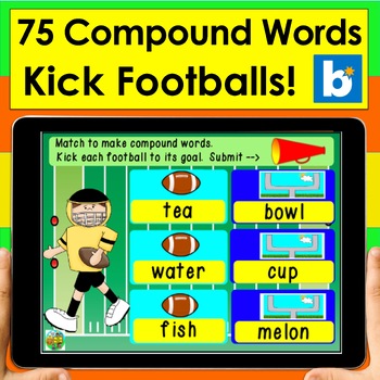 Preview of Boom Cards Compound Words Football 75 Compound Words