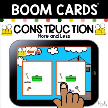 Preview of Boom Cards: Construction More or Less/Distance Learning