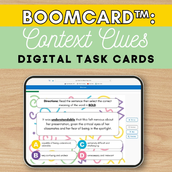 Preview of Boom Cards™: Context Clues & Inferences with  Vocabulary for High School Set 1