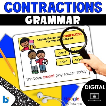Preview of Contractions with Not | Grammar | Google Slides | Boom Cards