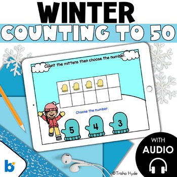 Preview of Counting to 50 | Count to 50 | Winter Boom Cards
