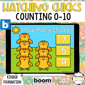 Preview of Spring Counting 0-10 - Hatching baby chicks? - Kindergarten Math Boom Cards™