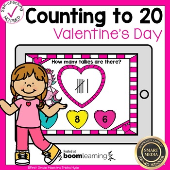 Preview of Boom Cards Counting Tallies to 20 Valentine's Day