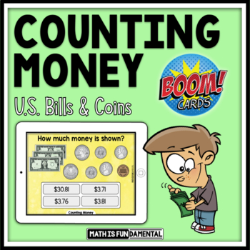 Preview of Counting Money | Boom™ Cards | U.S. Bills and Coins | Distance Learning