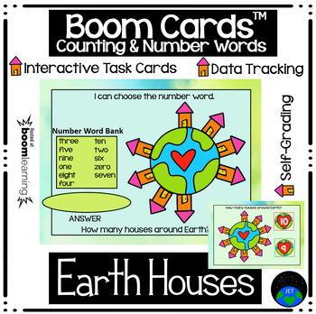 Preview of Boom Cards Counting and Number Words Earth Houses