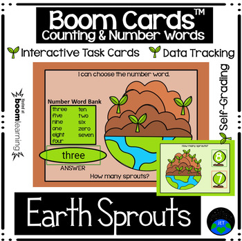 Preview of Boom Cards Counting and Number Words Earth Sprouts