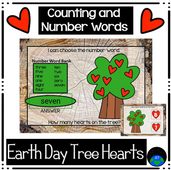Preview of Boom Cards Counting and Number Words Earth Tree Hearts