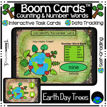 Preview of Boom Cards Counting and Number Words Earth Trees