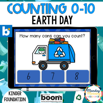 Preview of Earth Day Counting to 10 - Recycling Truck Theme - Kindergarten Boom Cards™