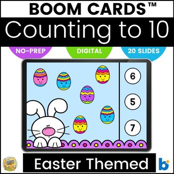 Preview of Boom Cards – Counting to 10 – Math Counting and Cardinality – Easter Theme