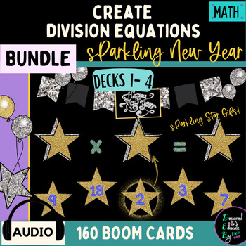 Preview of Create Division Equations/ Sparkling New Year BUNDLE