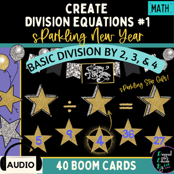 Preview of Create Division Equations #1/ Sparkling New Year Theme