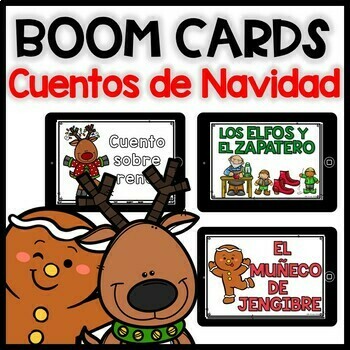 Preview of Boom Cards: Cuentos de Navidad | Lectura y comprensión | Christmas in Spanish