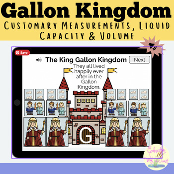 Preview of Boom Cards™ Customary Measurements Liquid Capacity and Volume Gallon Kingdom
