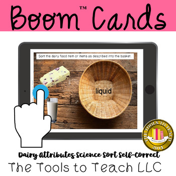 Preview of Boom™ Cards Dairy Food Attributes Science Sort Self-Correct Digital Resource