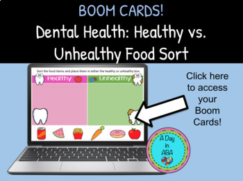 Preview of Boom Cards - Dental Health: Healthy vs. Unhealthy Food Sort