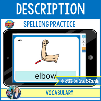 Preview of Boom Cards™ – Description Vocabulary - Spelling Practice | Audio