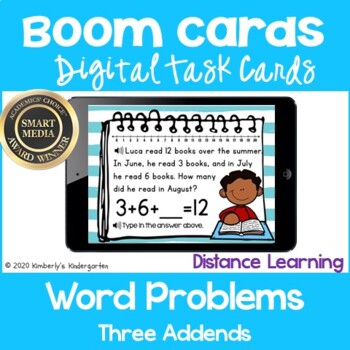 Preview of Boom Cards™ Digital Learning: Word Problems (Three Addends). enVisions
