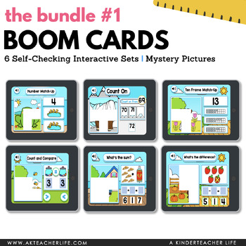Preview of Boom Cards Digital Task Cards Math Kindergarten Bundle ONE