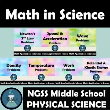 Preview of Math in Science Practice Problems Boom Cards NGSS Physical Science Review BUNDLE