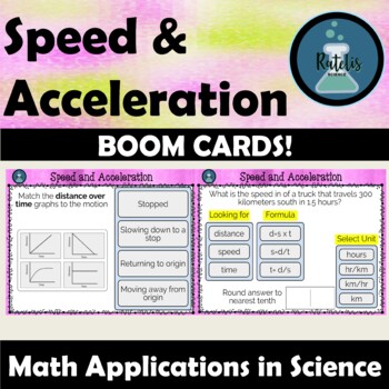 Preview of Speed and Acceleration Math Problems Boom Cards NGSS Physical Science Review