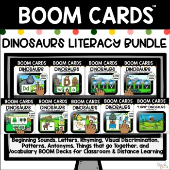 Preview of Boom Cards: Dinosaurs Literacy Bundle