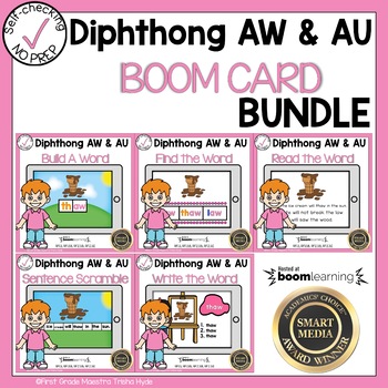 Preview of Diphthongs AW and AU | Bundle | Phonics | Boom Cards