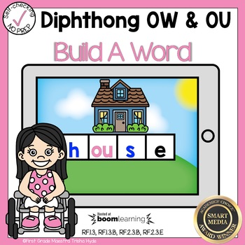 Preview of Diphthongs OW and OU | Build a Word | Phonics | Boom Cards