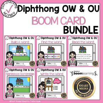 Preview of Diphthongs OW and OU | Bundle | Phonics | Boom Cards