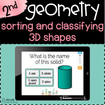 Preview of Boom Cards™ Distance Learning |  2nd Grade Math 3D Geometry Digital Task Cards
