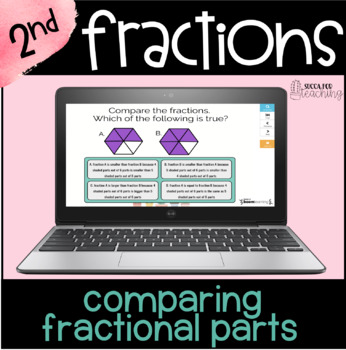 Preview of Boom Cards™ Distance Learning |  2nd Grade Math Fractions Digital Task Cards