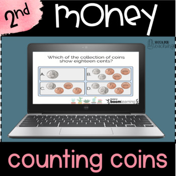Preview of Boom Cards™ Distance Learning |  2nd Math Counting Coins Digital Task Cards